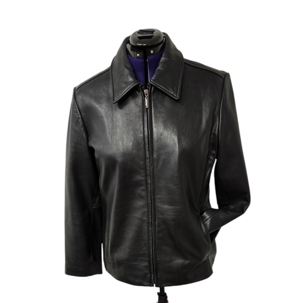 Vintage Mossimo Women's Leather Jacket Coat Zip Front